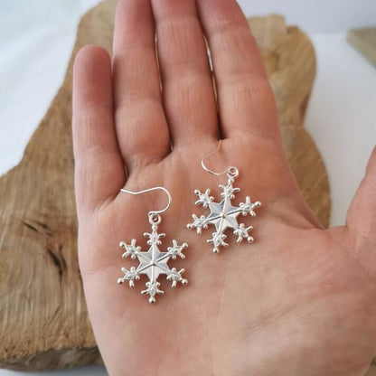 Silver-Plated Snowflakes Earrings  Trendsi   