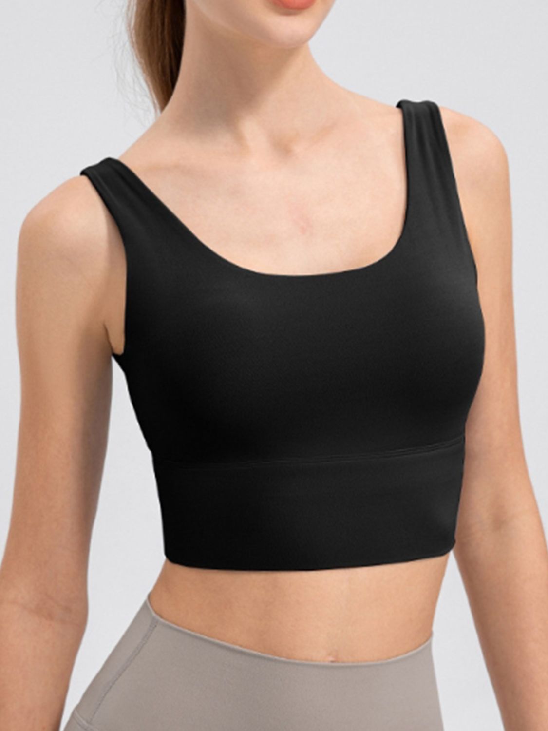 Scoop Neck Wide Strap Active Tank  Trendsi   