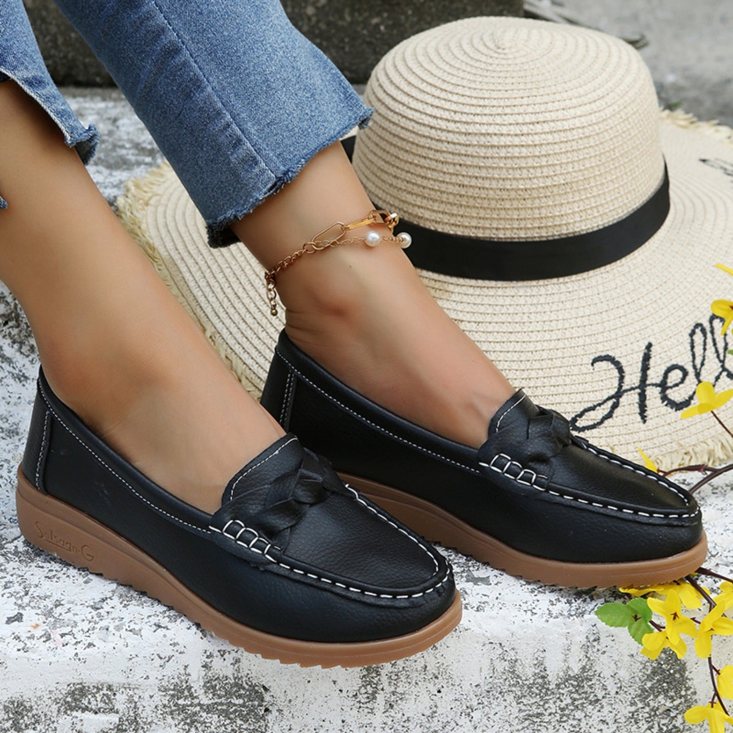 Weave Wedge Heeled Loafers  Trendsi   