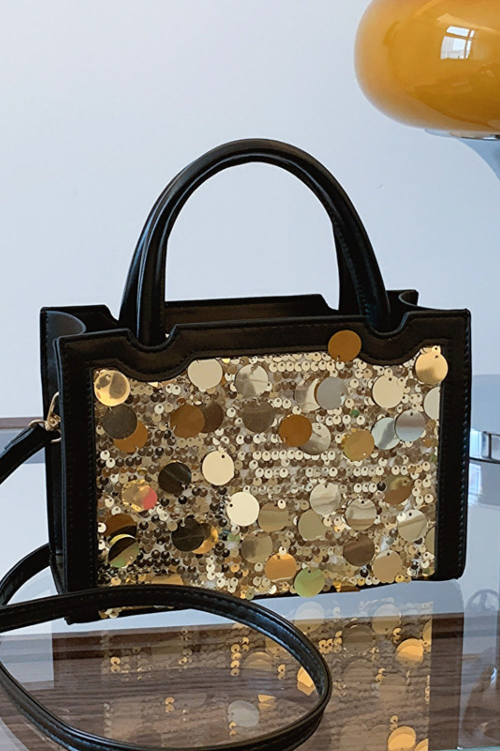 PU Leather Sequin Handbag Bag Trendsi   