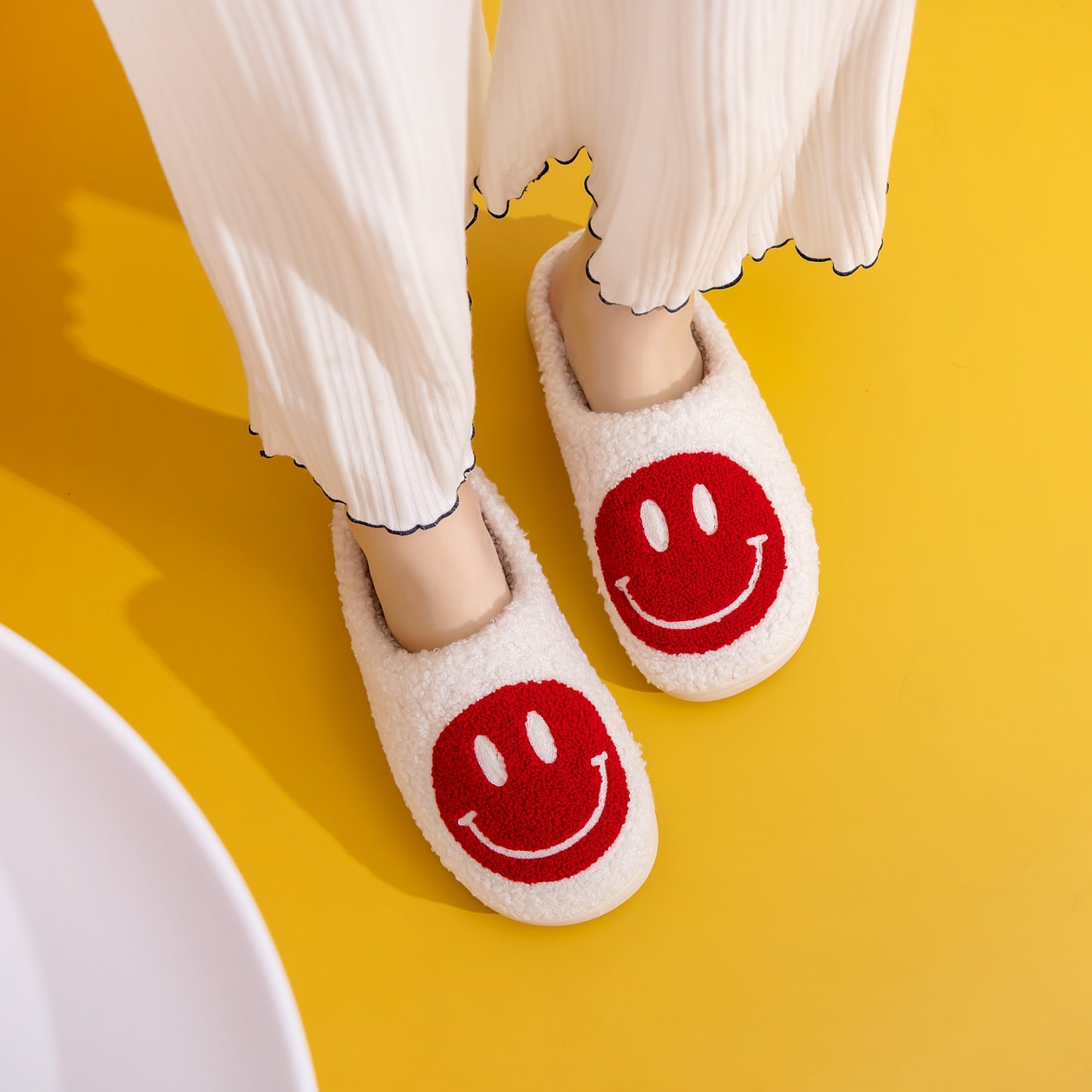 Melody Smiley Face Cozy Slippers  Trendsi   