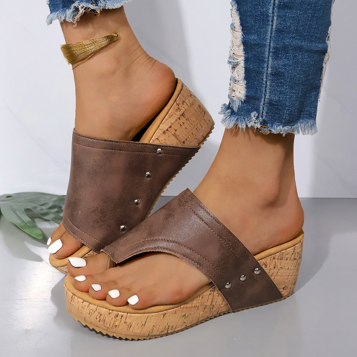 PU Leather Wedge Sandals  Trendsi   