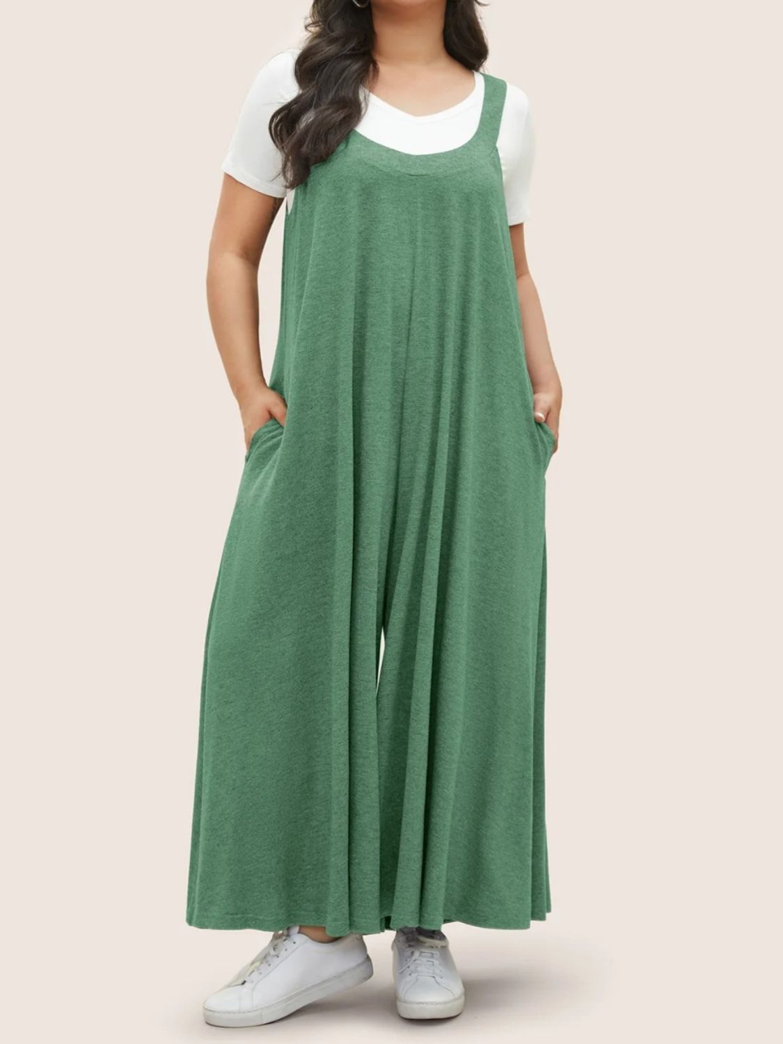 Full Size Pocketed Wide Leg Overalls  Trendsi Green S 