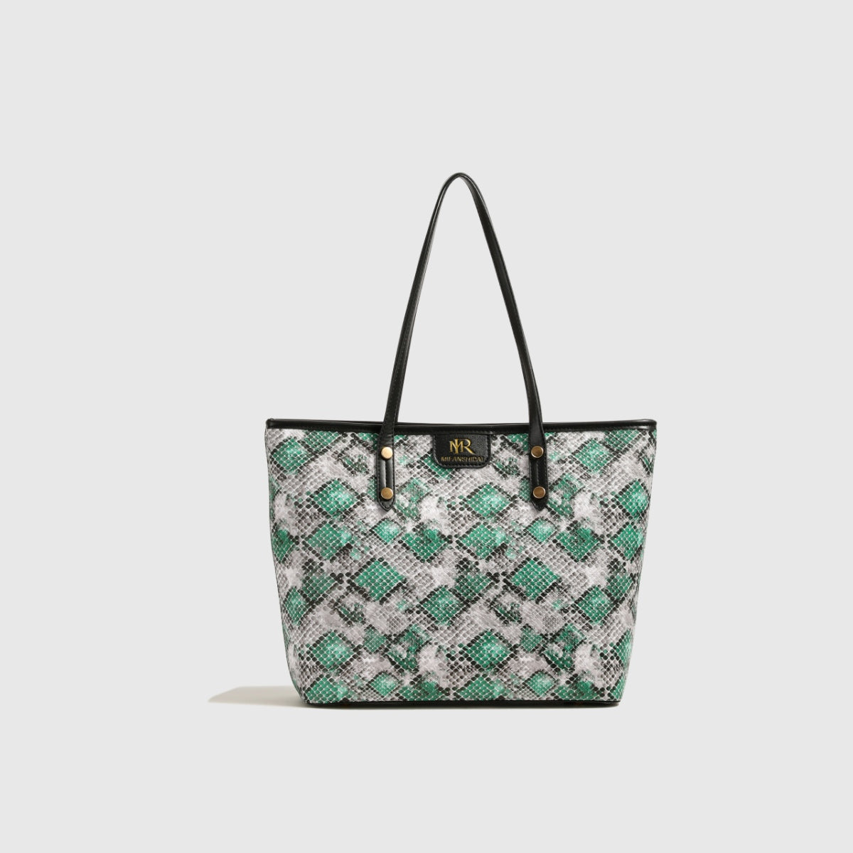 Snakeskin Print PU Leather Tote Bag