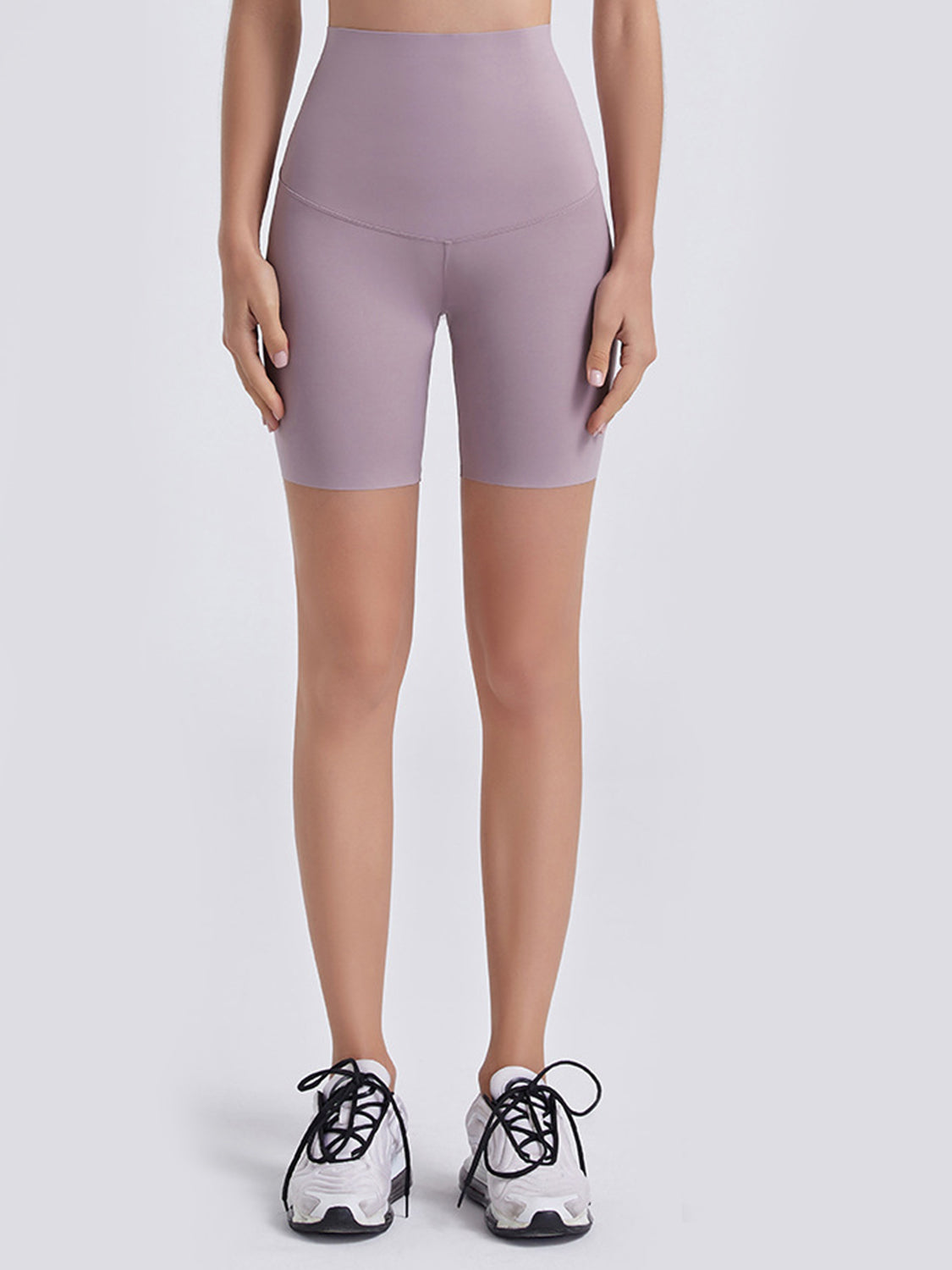 Wide Waistband Sports Shorts  Trendsi Lilac S 