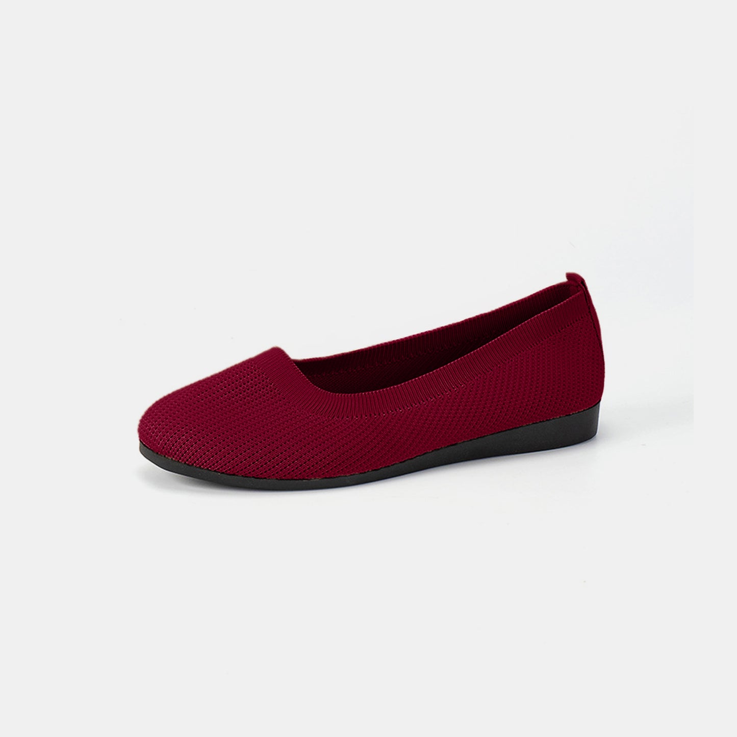 Round Toe Knit Ballet Flats  Trendsi Burgundy 36(US5) 