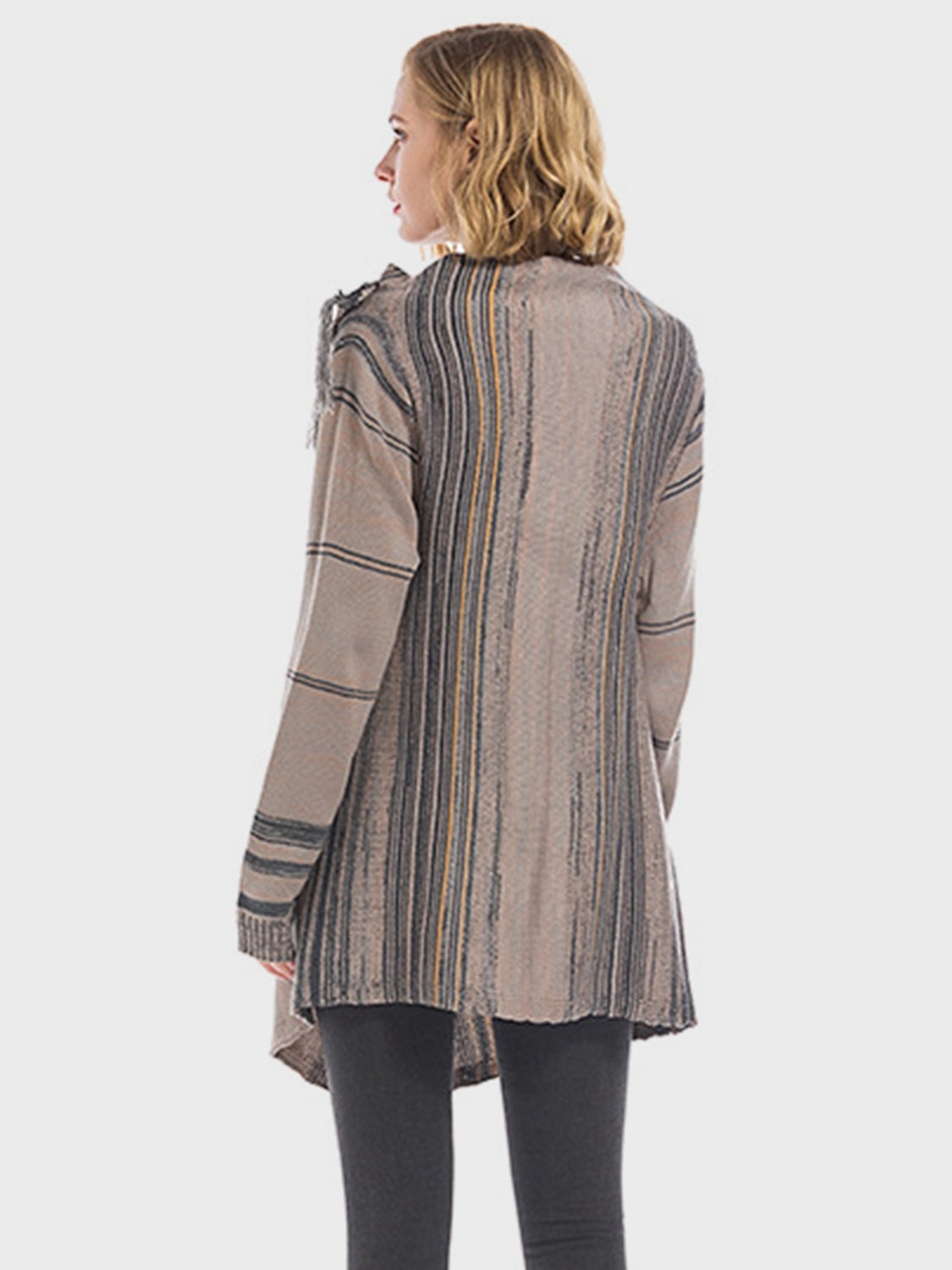 Angel Wings Tassel Striped Open Front Long Sleeve Cardigan  Trendsi   