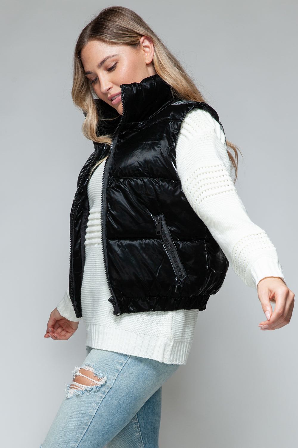 Snobbish Fine Fur Lining Quilted Vest  Trendsi   