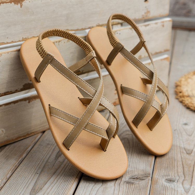 PU Leather Crisscross Flat Sandals  Trendsi   