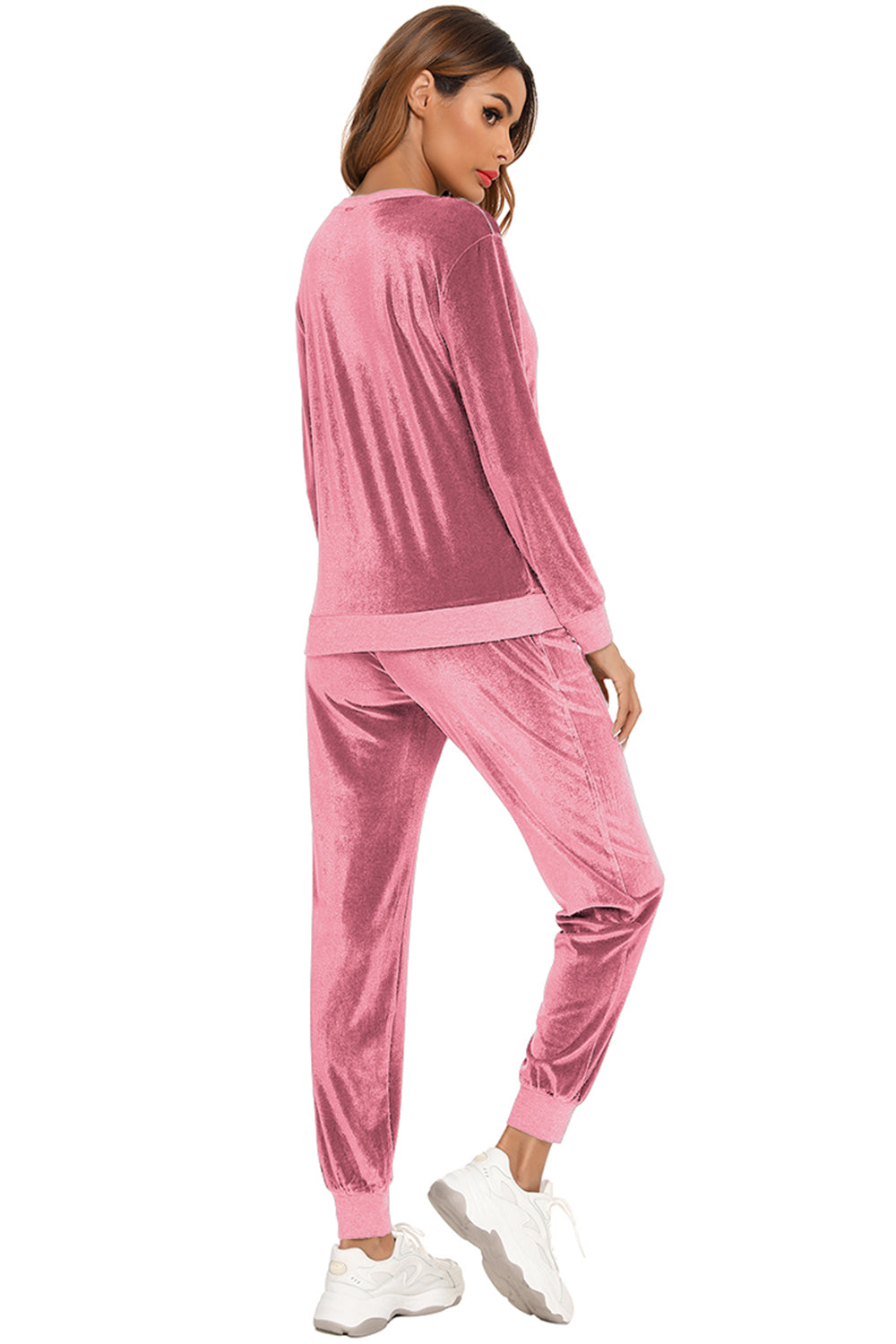 Round Neck Long Sleeve Loungewear Set with Pockets  Trendsi   