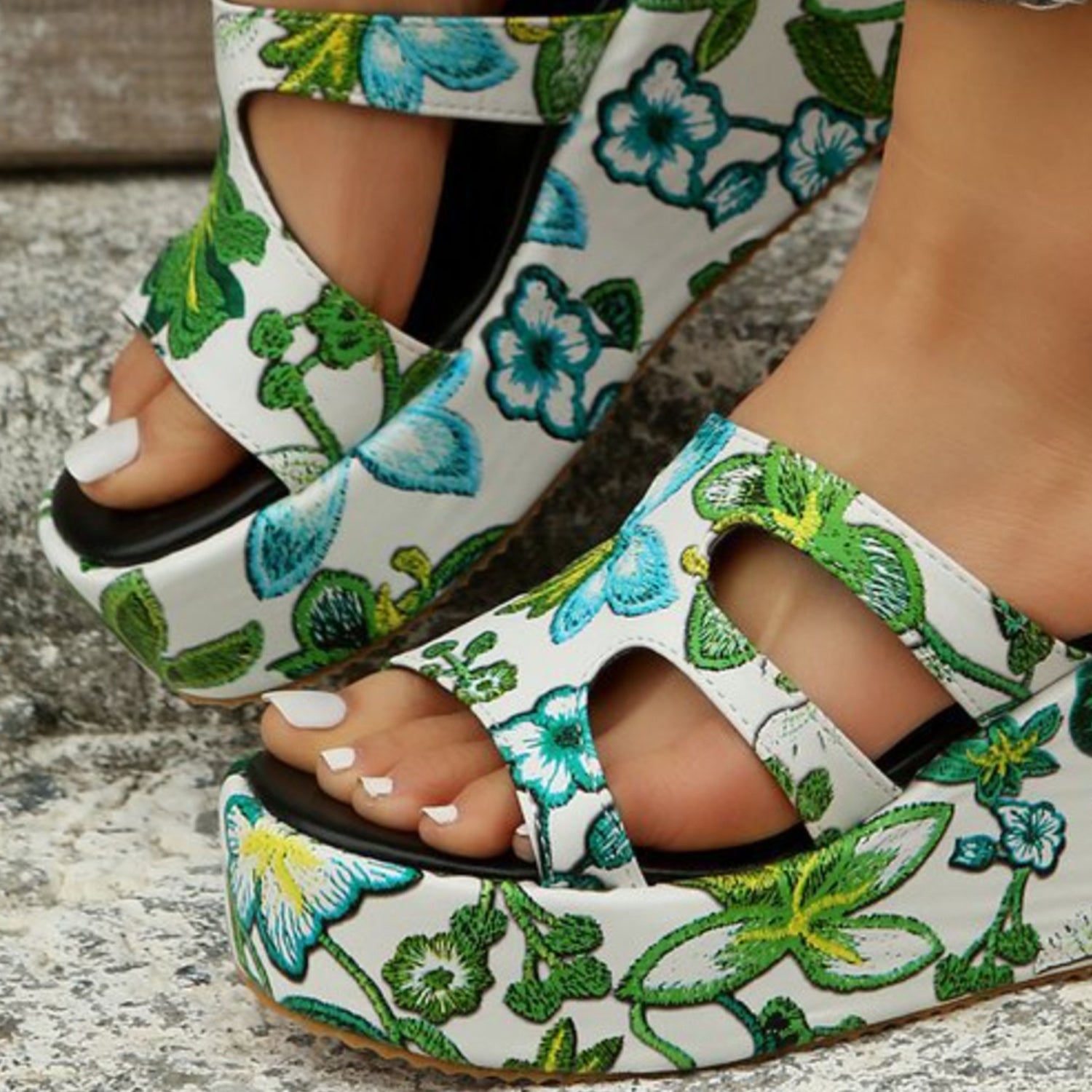 Cutout Floral Peep Toe Sandals  Trendsi   