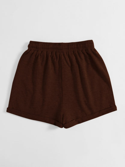 Drawstring Pocketed Elastic Waist Shorts