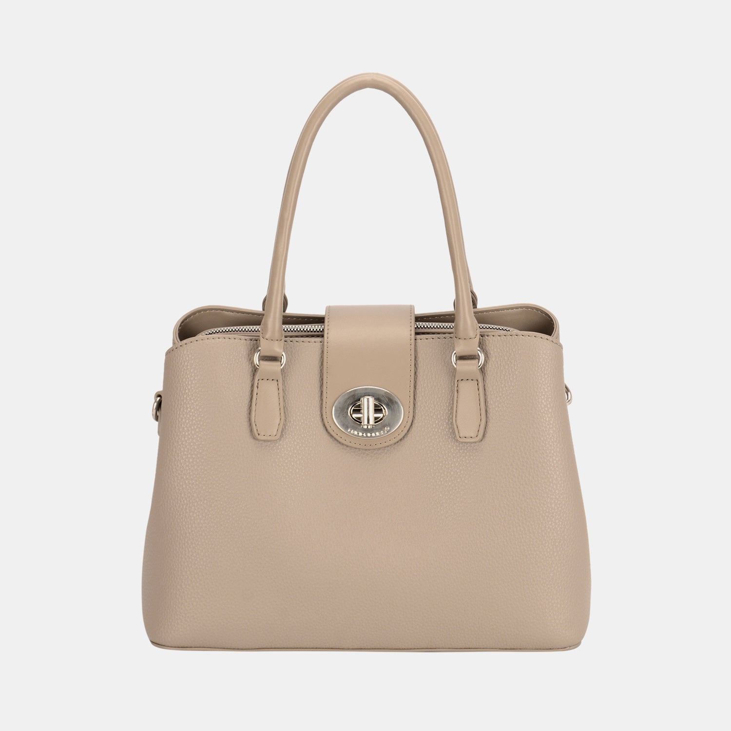 David Jones PU Leather Twist-Lock Tote Bag  Trendsi Gravel One Size 