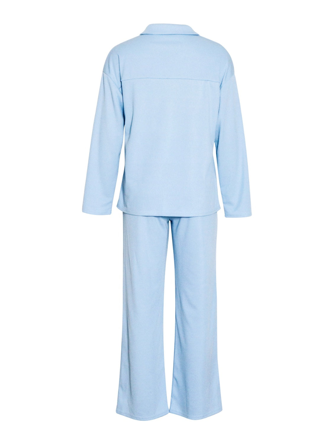 Collared Neck Long Sleeve Top and Drawstring Pants Set  Trendsi   