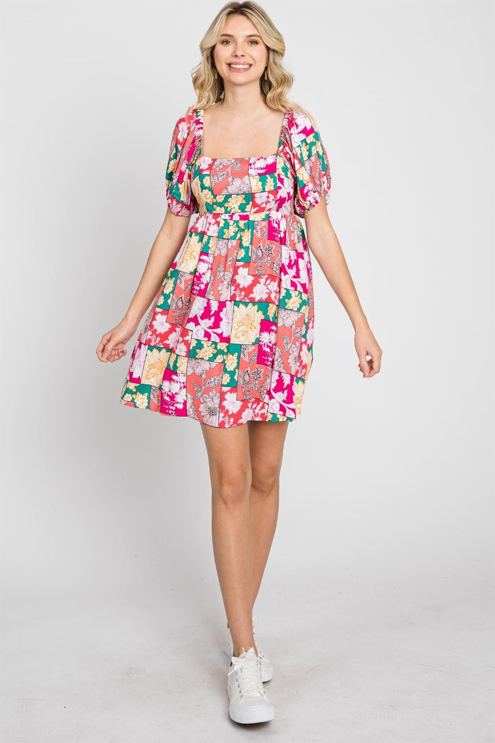 GeeGee Floral Ruff Sleeve Mini Dress  Trendsi   