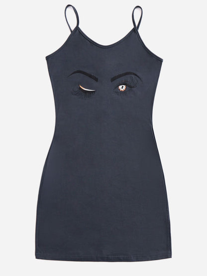 Graphic Scoop Neck Mini Cami Dress