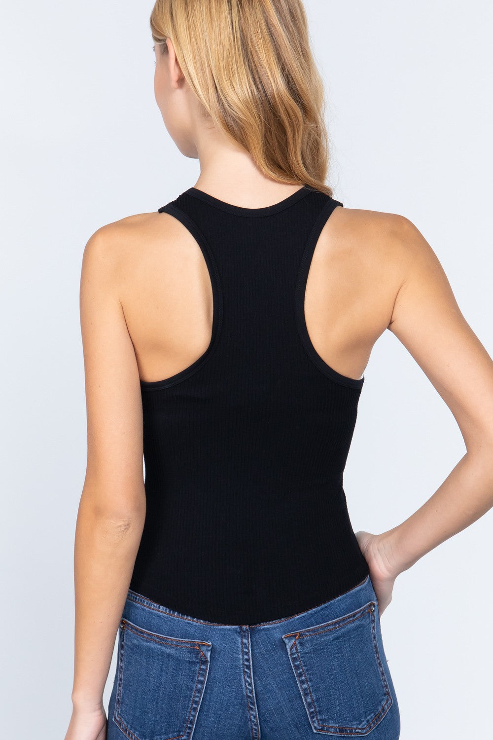 ACTIVE BASIC Ribbed Round Neck Racerback Seamless Tank  Trendsi   