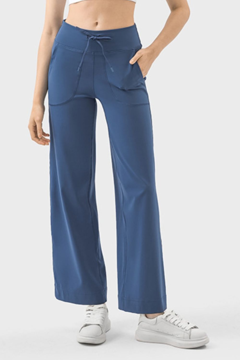 Millennia Drawstring Active Pants with Pockets  Trendsi Dusty Blue 4 