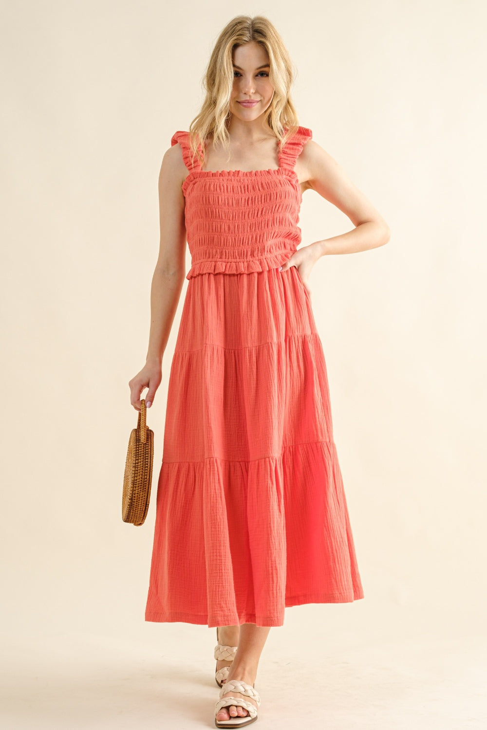 And The Why Smocked Ruffled Tiered Dress  Trendsi Camellia S 