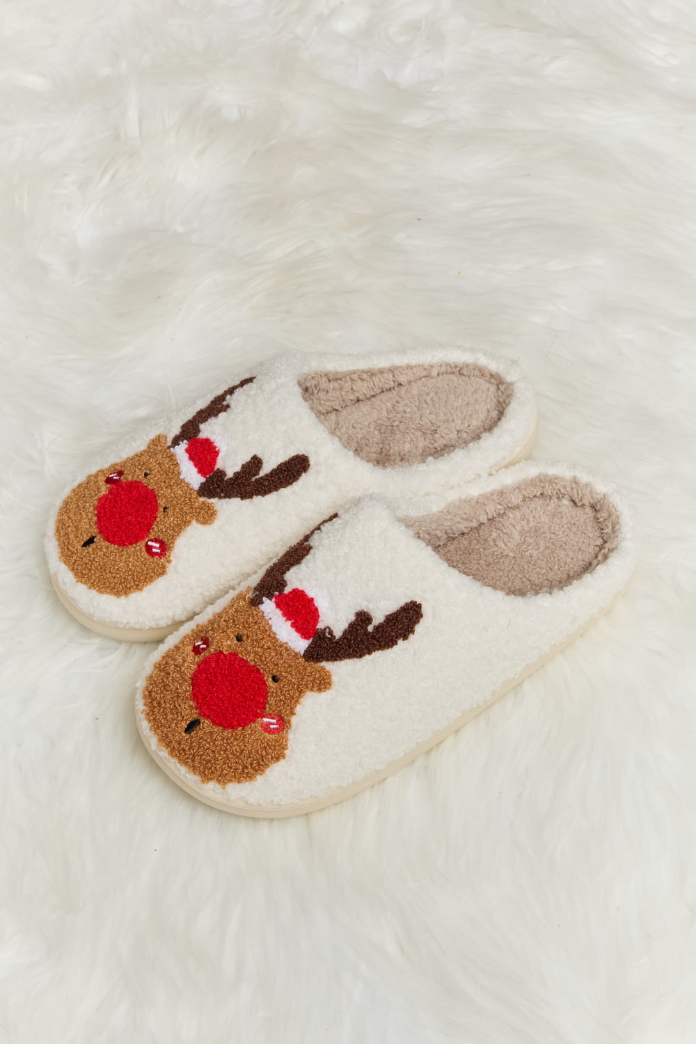 Melody Rudolph Print Plush Slide Slippers  Trendsi   