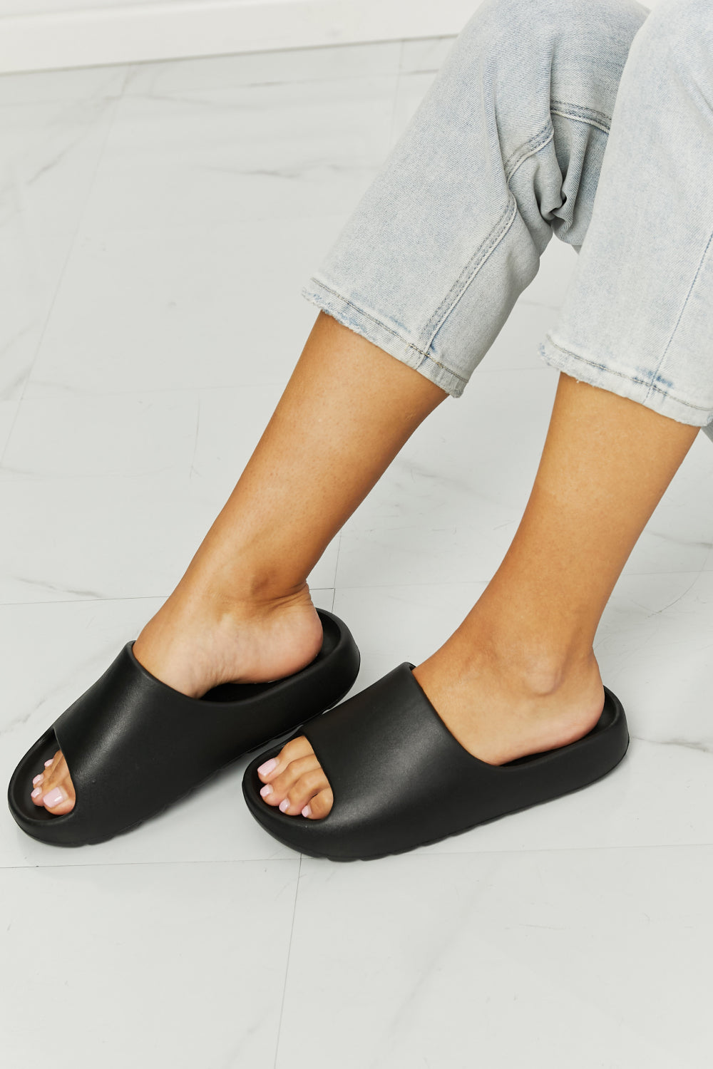 NOOK JOI In My Comfort Zone Slides in Black  Trendsi   