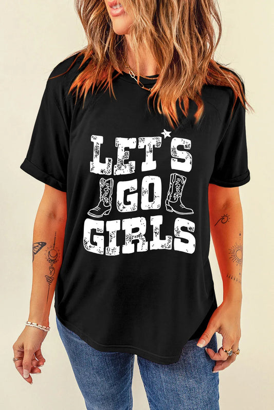 Letter Graphic Round Neck Short Sleeve T-Shirt  Trendsi Black S 