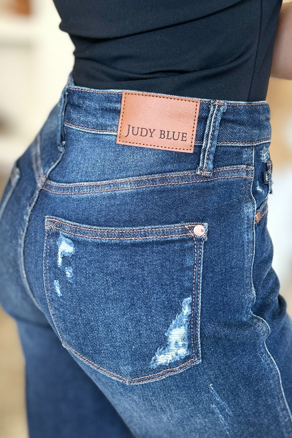 Judy Blue Full Size High Waist Rigid Magic Heavy Destroy Straight Jeans  Trendsi   