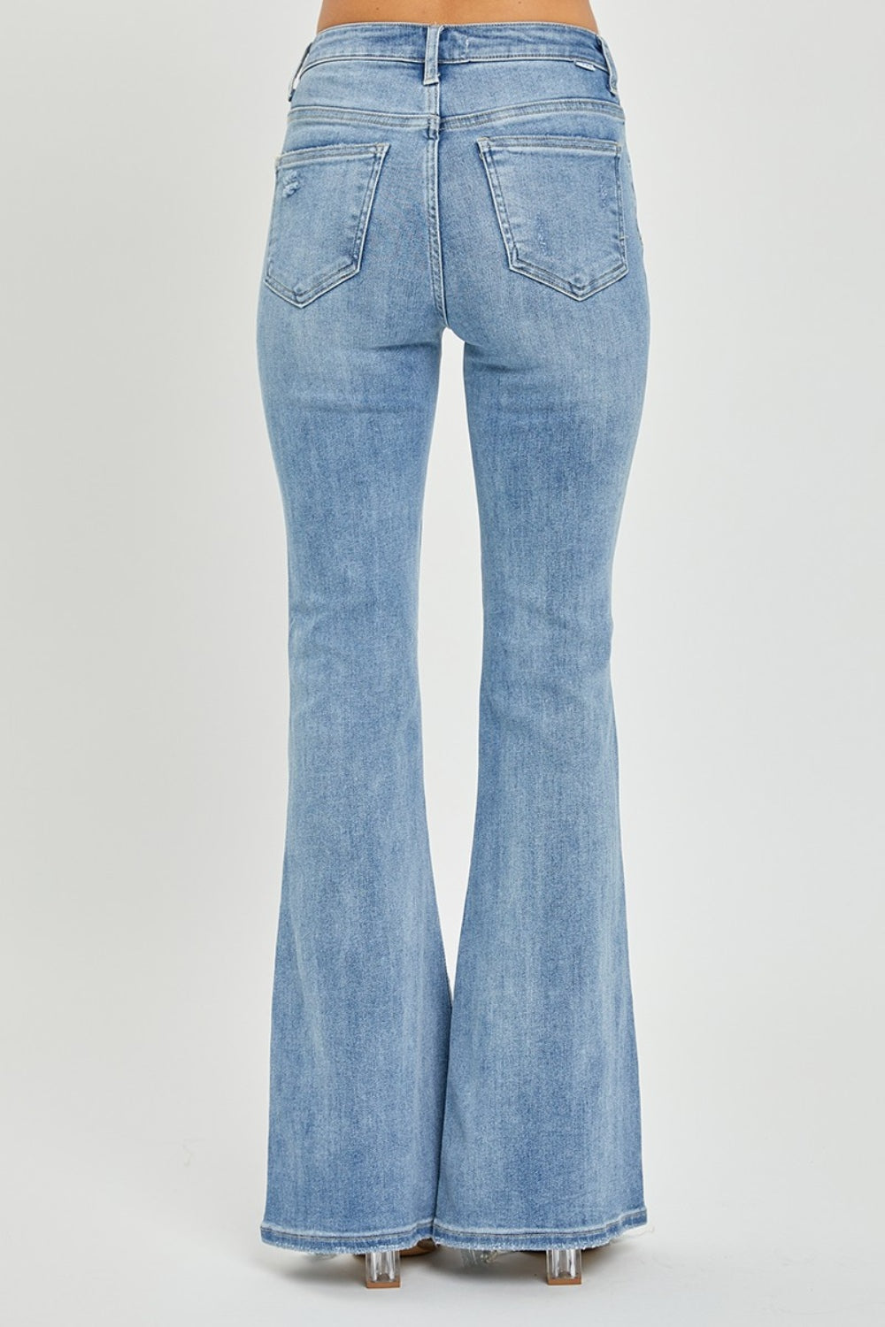 Risen Full Size High Rise Frayed Hem Flare Jeans  Trendsi   