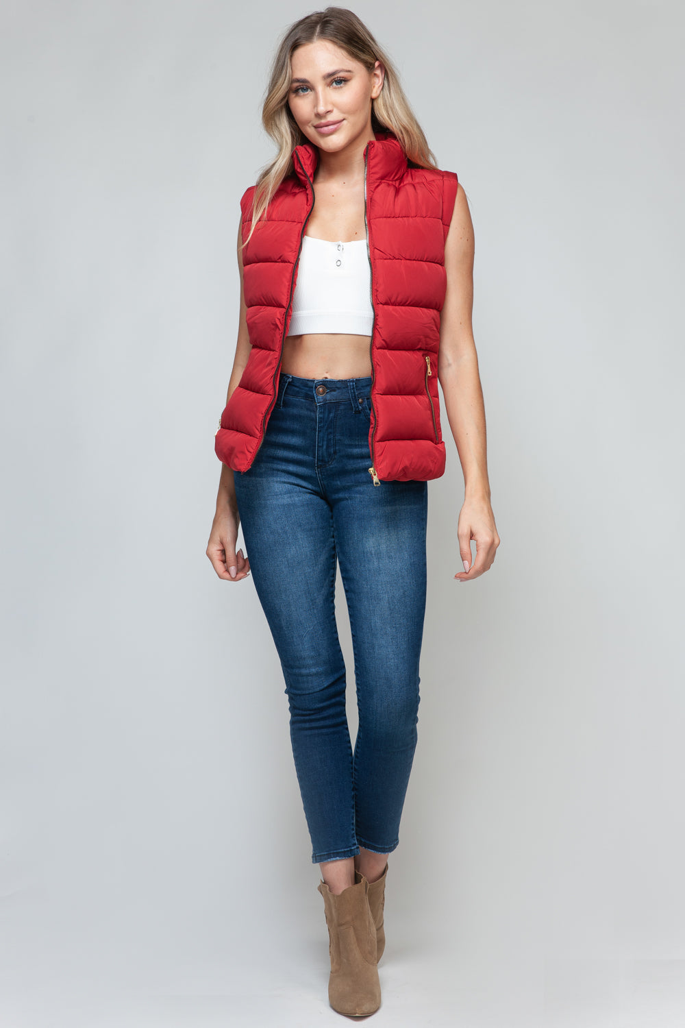 Snobbish Zip Up Turtleneck Vest with Pockets  Trendsi   