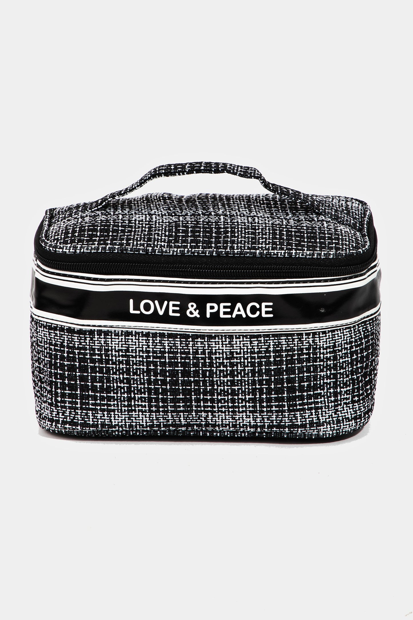 Fame Love & Peace Striped Handle Bag  Trendsi Black One Size 