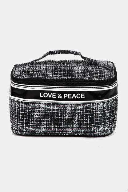 Fame Love & Peace Striped Handle Bag  Trendsi Black One Size 