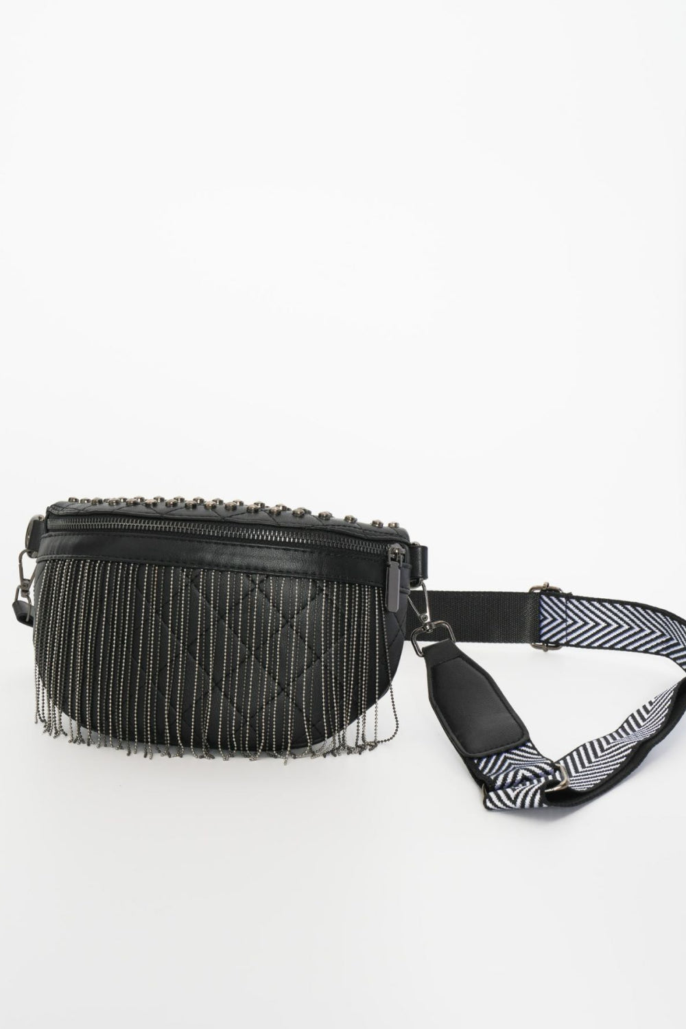 PU Leather Studded Sling Bag with Fringes  Trendsi   