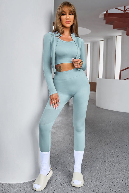 Tank Cropped Active Top and Pants Set  Trendsi Pastel  Blue S 