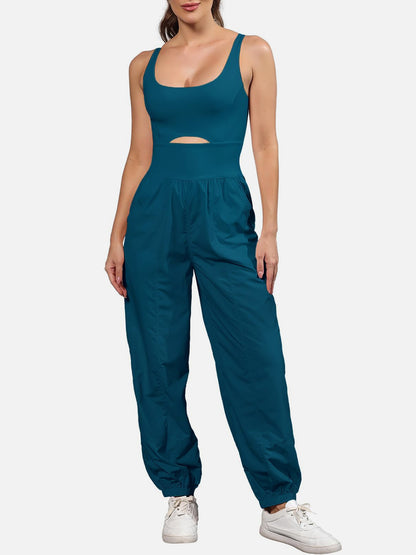 Cutout Scoop Neck Wide Strap Jumpsuit  Trendsi French Blue S 