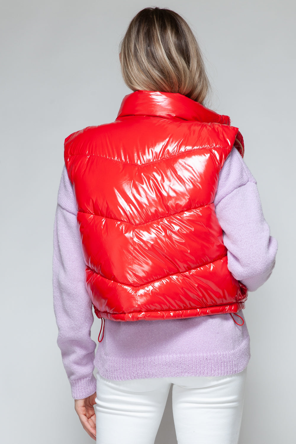 Snobbish Zip Up Turtleneck Shiny Quilted Vest  Trendsi   