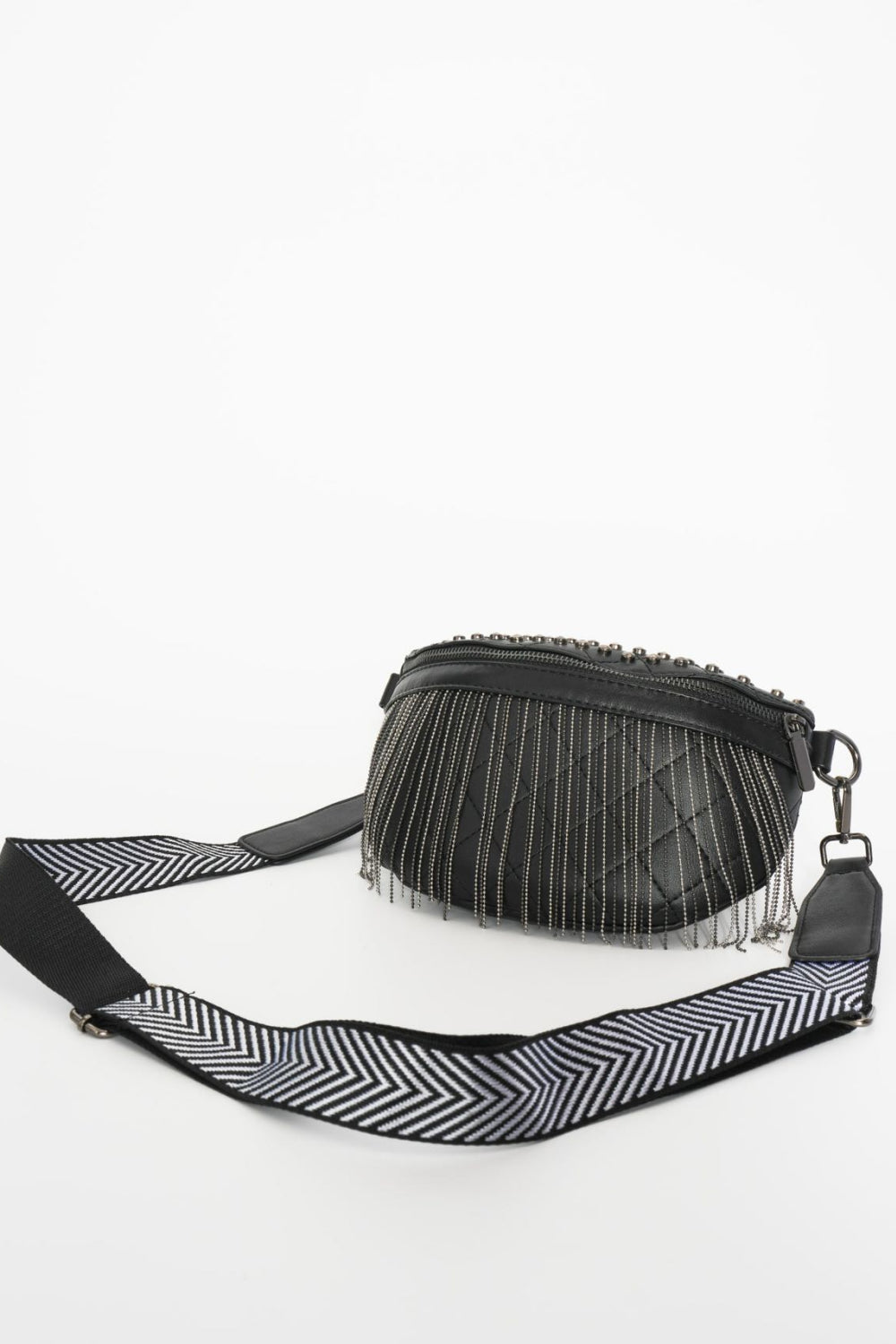 PU Leather Studded Sling Bag with Fringes  Trendsi   