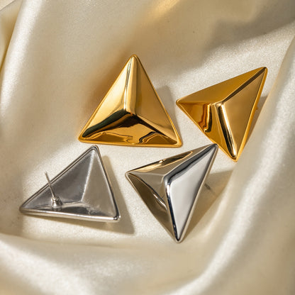 Stainless Steel 3D Triangle Earrings  Trendsi   