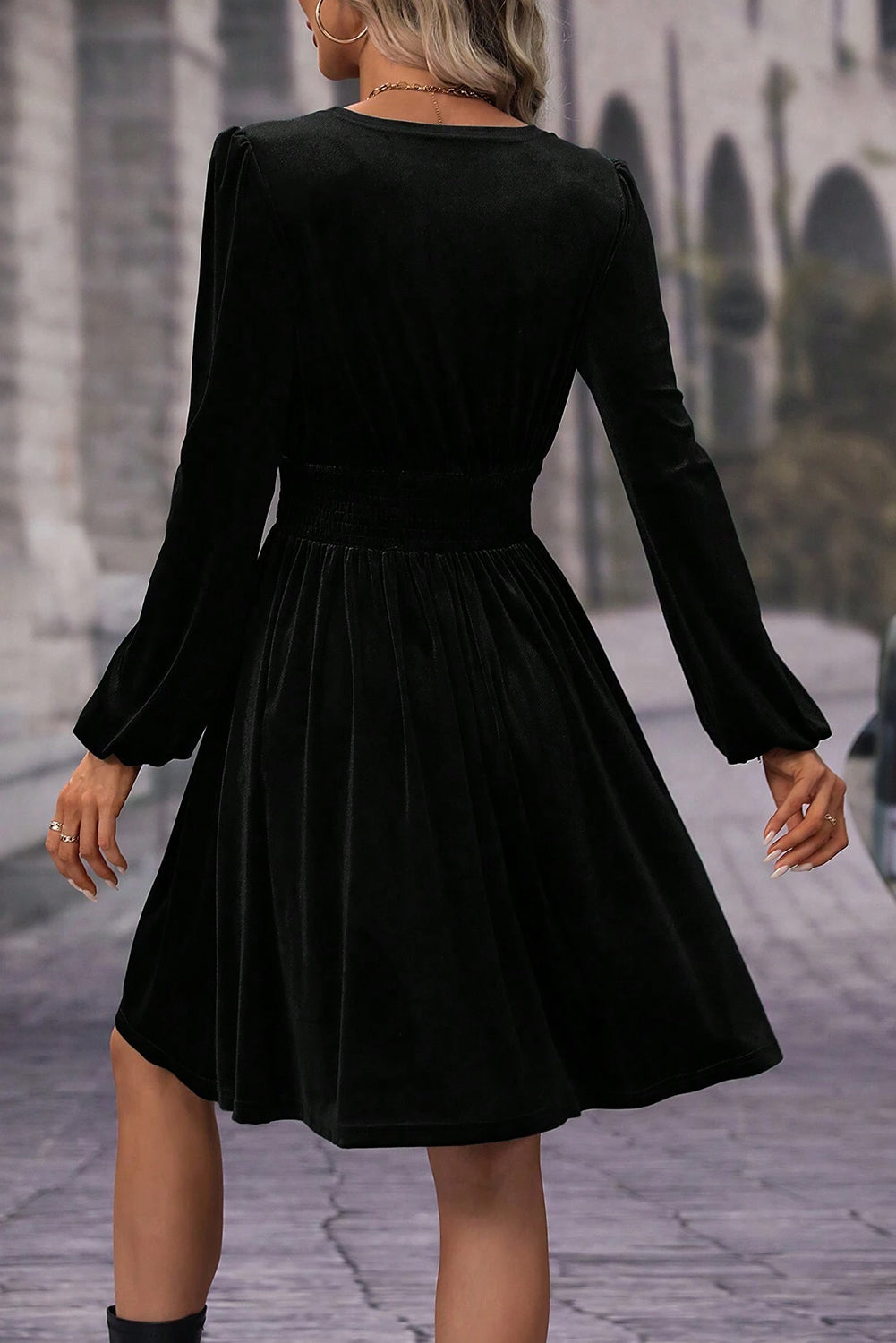 Surplice Long Sleeve Mini Dress Dress Trendsi   