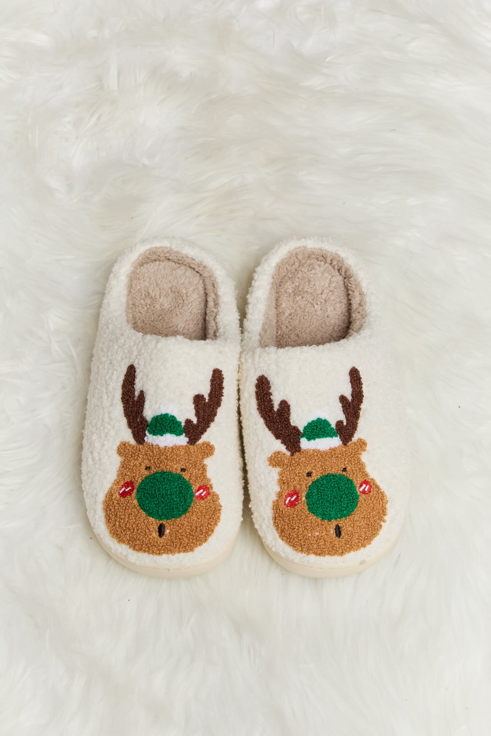 Melody Rudolph Print Plush Slide Slippers  Trendsi   