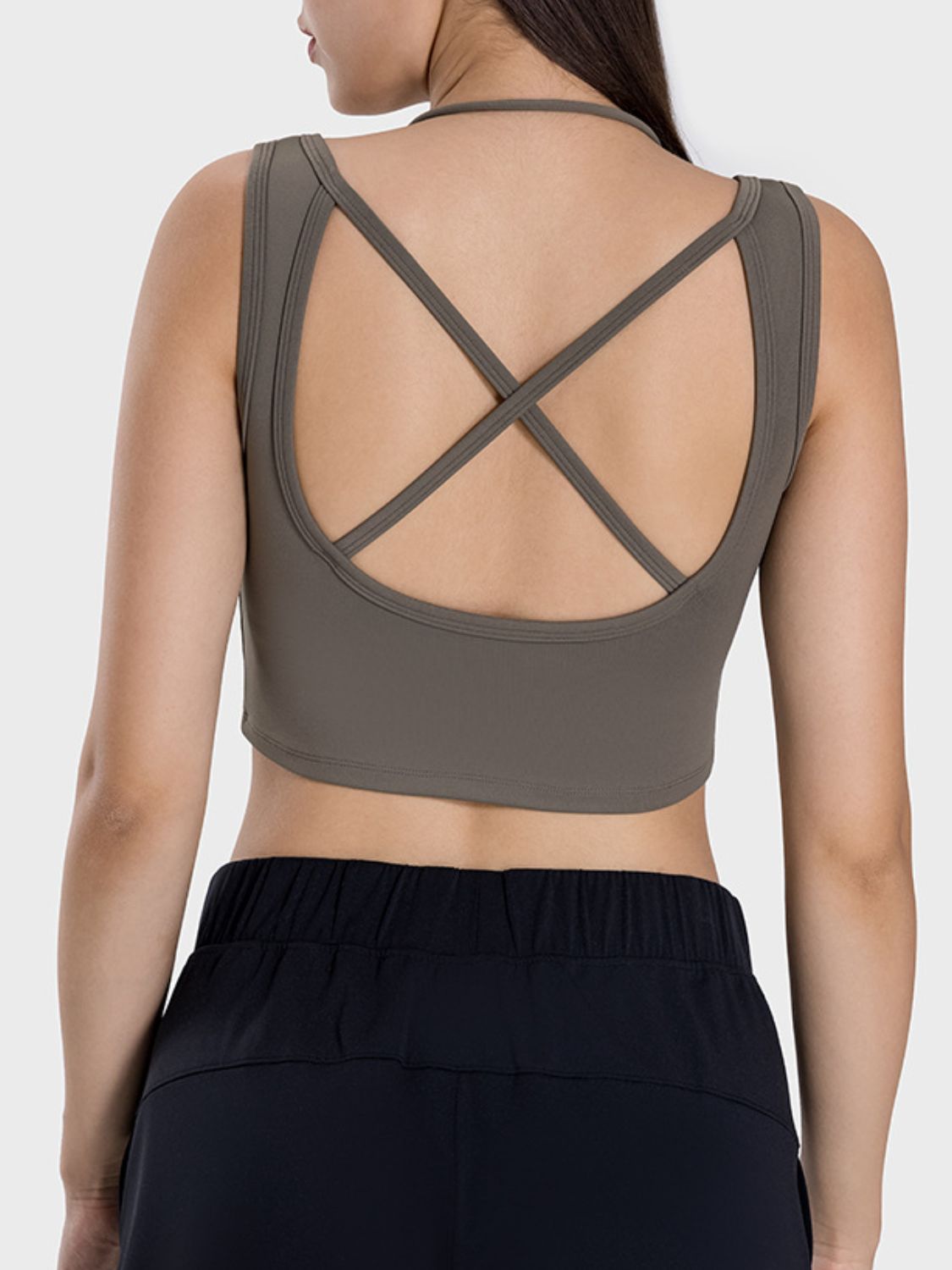 Millennia Crisscross Square Neck Active Tank  Trendsi   