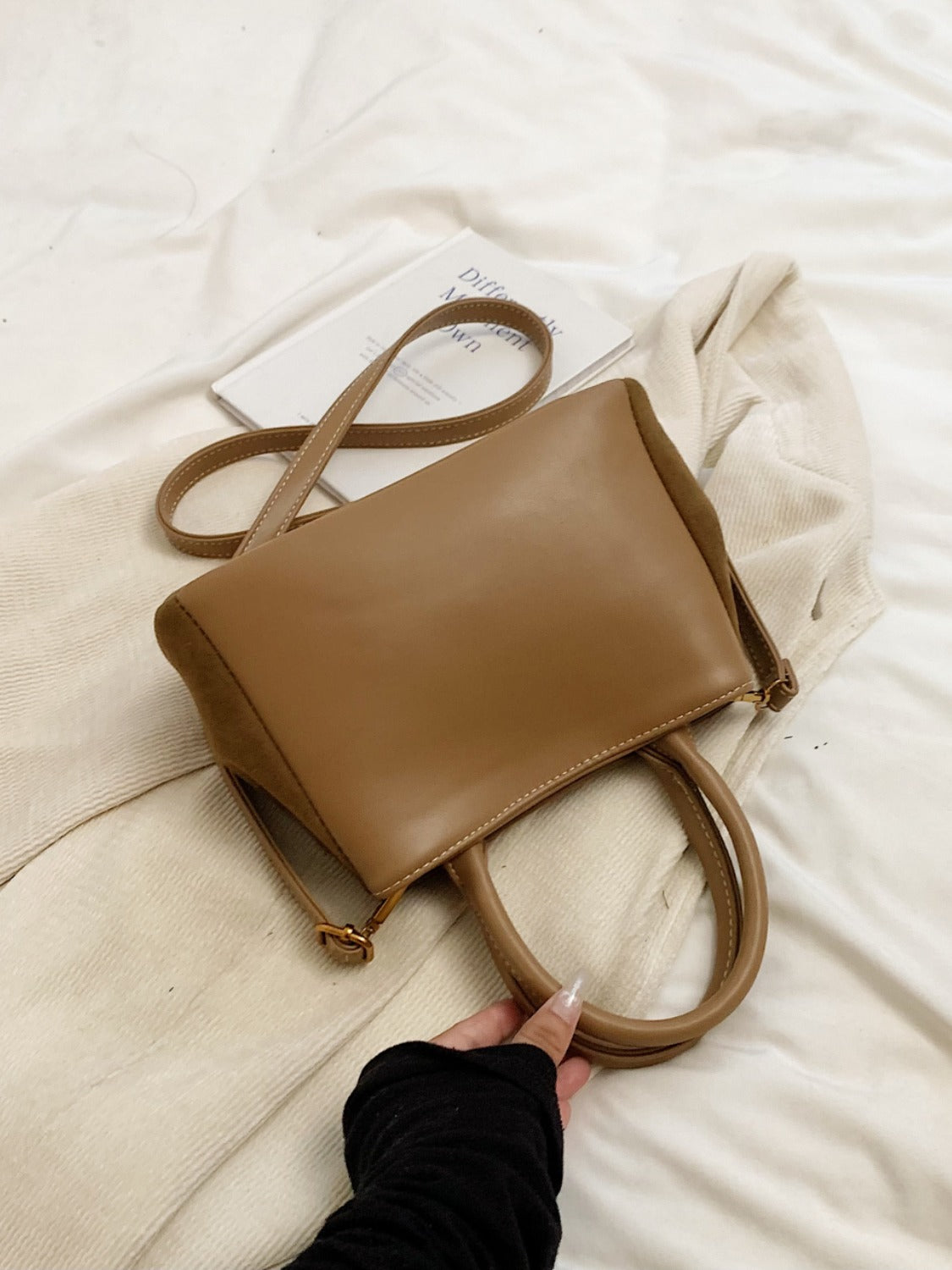 Suede Adjustable Strap Double-Use Handbag Bag Trendsi   