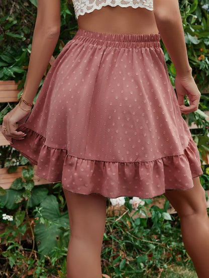 Honey Ruffle Hem Elastic Waist Mini Skirt  Trendsi   