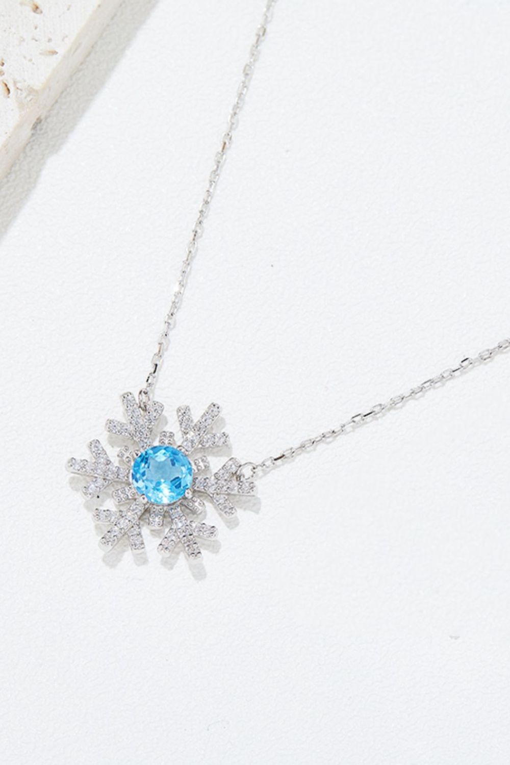 925 Sterling Silver Topaz Snowflake Shape Necklace  Trendsi   