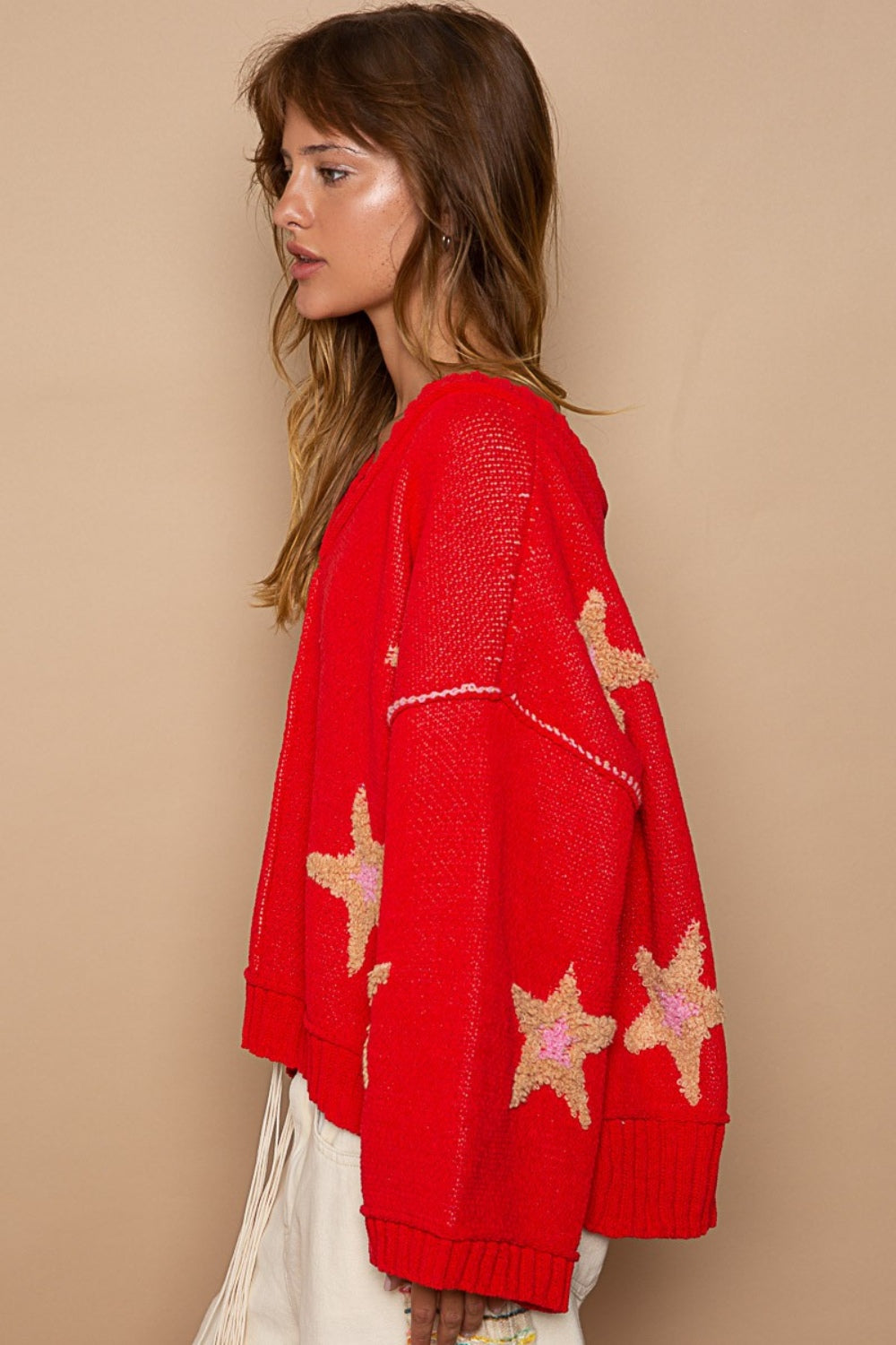 POL Long Sleeve Star Patch Sweater  Trendsi   