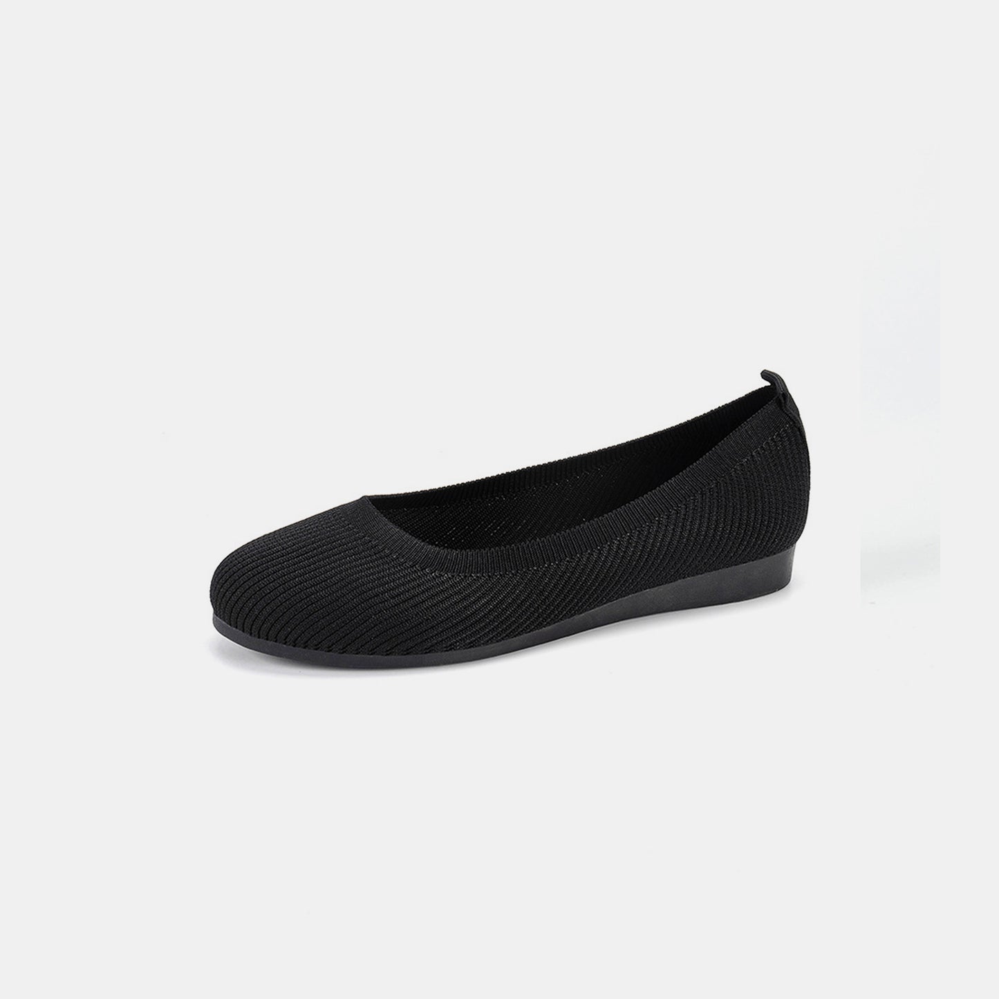 Round Toe Knit Ballet Flats  Trendsi Black 36(US5) 