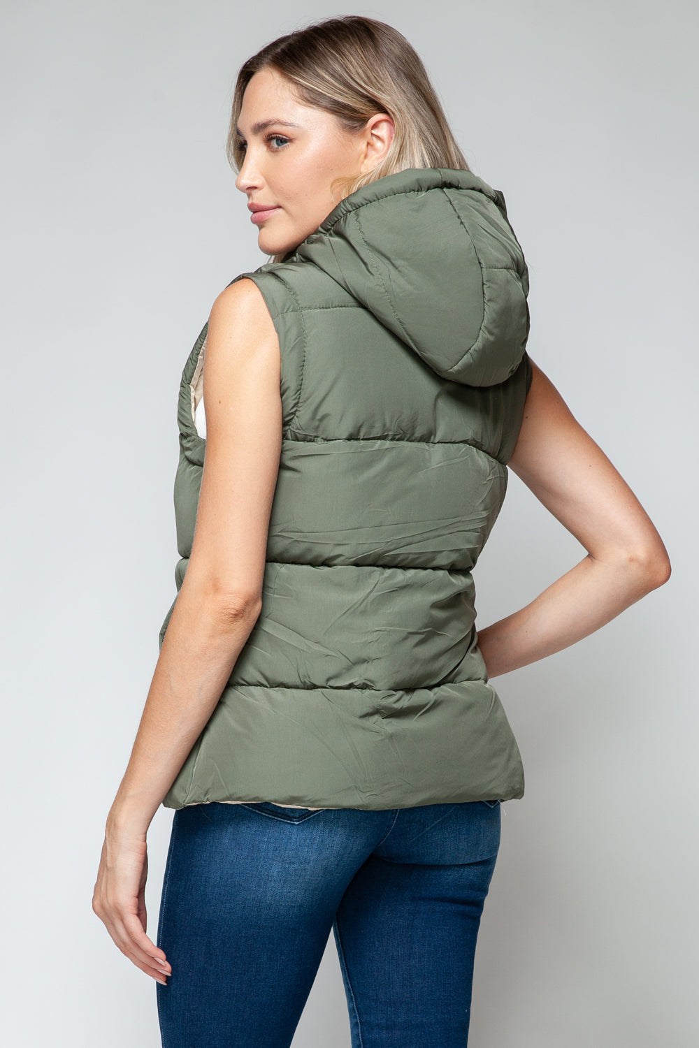 Snobbish Snap and Zip Closure Hooded Vest  Trendsi   