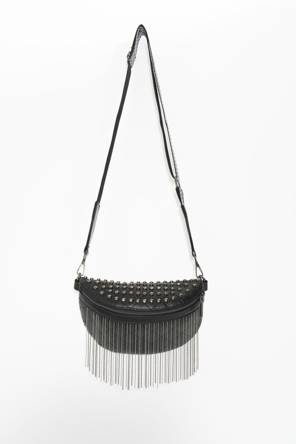 PU Leather Studded Sling Bag with Fringes  Trendsi   