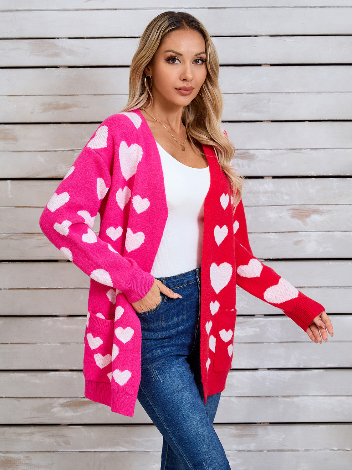 Angel Wings Heart Open Front Long Sleeve Cardigan  Trendsi   