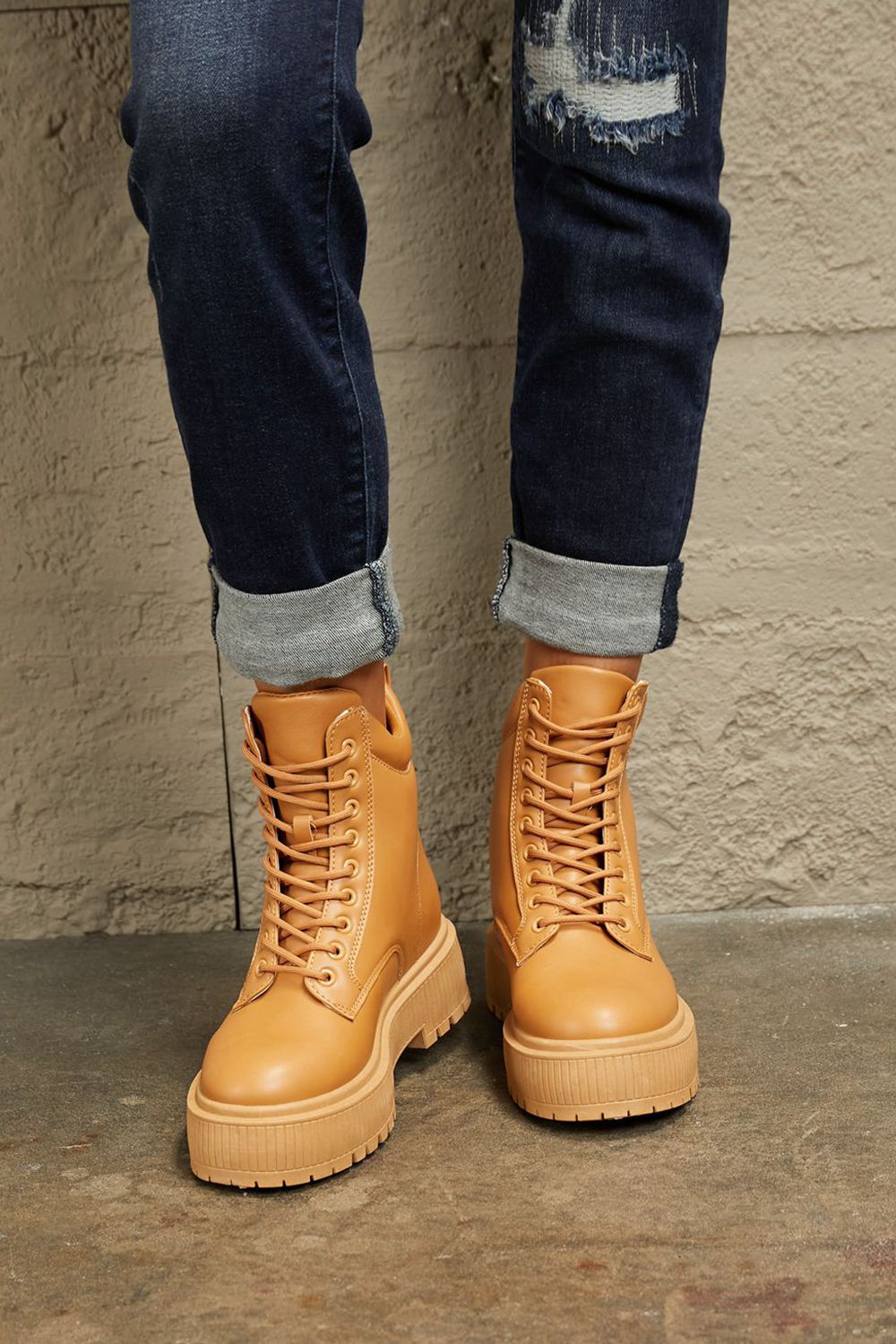 East Lion Corp Platform Combat Boots  Trendsi   