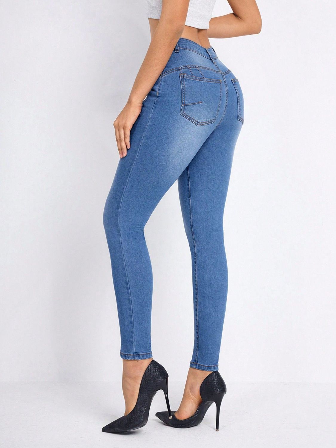 High Rise Skinny Jeans with Pockets  Trendsi   